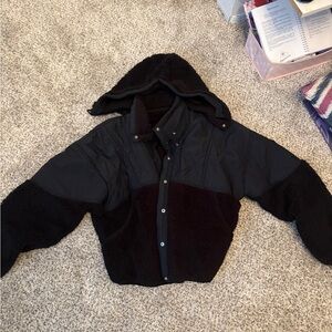 FP Movement by Free People Black all weather fleece/ Teddy Jacket